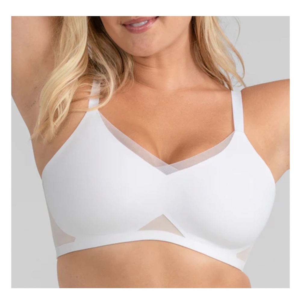 HONEYLOVE CROSSOVER WIRELESS BRA WHITE & BEIGE Sz 1X